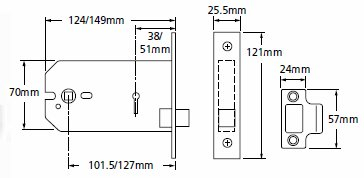 Union 26773 horizontal mortice latch diagram union2677